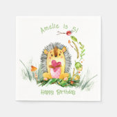 Serviette En Papier Forêt de bois Hérisson mignon Anniversaire (Devant)