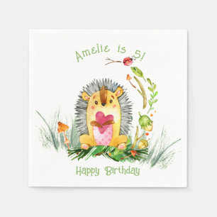 Serviette En Papier Forêt de bois Hérisson mignon Anniversaire
