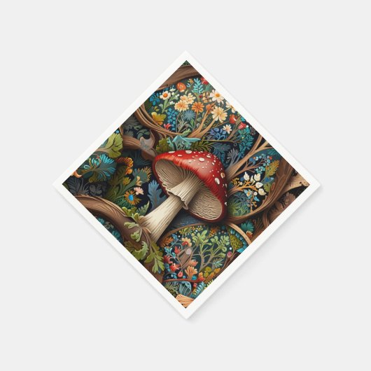 Serviette En Papier Forêt de champignons bohème rétro (Coin)