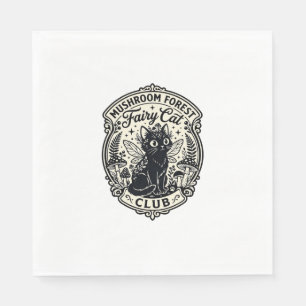 Serviette En Papier Forêt de champignons Fée Chat Drôle Chat Graphique