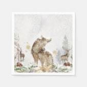 Serviette En Papier Forêt de loups et de cerfs (Devant)