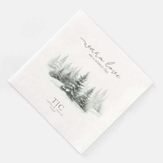 Serviette En Papier Forêt de mariage rustique d'hiver ID1049 (Coin)
