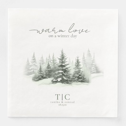 Serviette En Papier Forêt de mariage rustique d'hiver ID1049 (Devant)