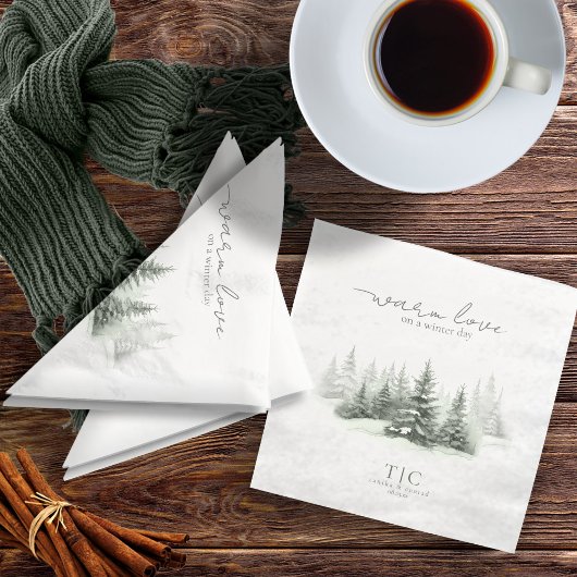 Serviette En Papier Forêt de mariage rustique d'hiver ID1049