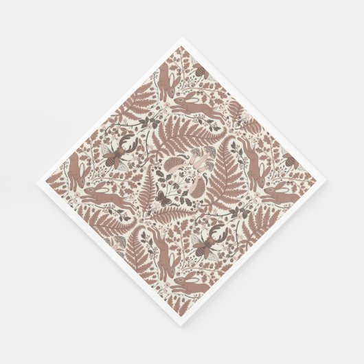 Serviette En Papier Forêt de mousse de Mocha/Bois et plantes (Coin)