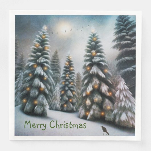 Serviette En Papier Forêt de Noël magique (Devant)