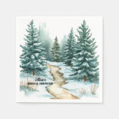 Serviette En Papier Forêt de pins sous la neige Mariage d'hiver (Devant)