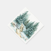 Serviette En Papier Forêt de pins sous la neige Mariage d'hiver (Coin)