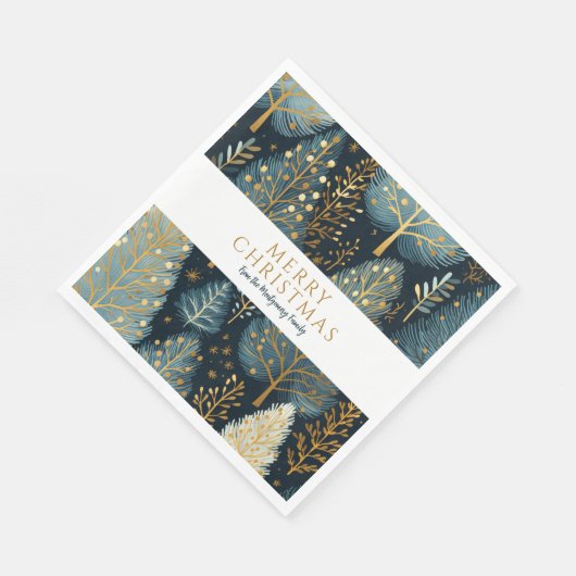 Serviette En Papier Forêt de vacances d'or moderne Noël personnalisé (Coin)