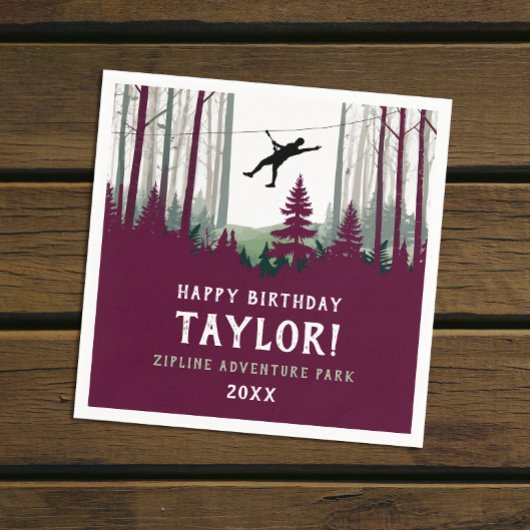 Serviette En Papier Forêt de Zipline cool Bourgogne Verdure extérieure