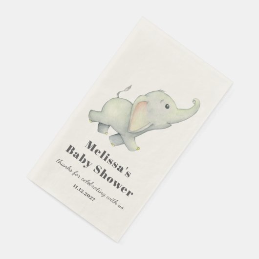 Serviette En Papier Forêt d'éléphant Animal Baby shower neutre (Coin)