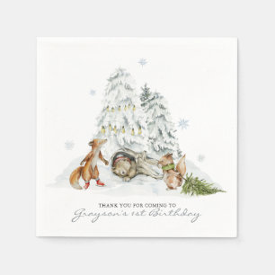 Serviette En Papier Forêt des bois Fête de Noël d'hiver