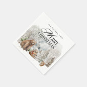 Serviette En Papier Forêt d'hiver Elégante aquarelle Joyeux Noël (Coin)