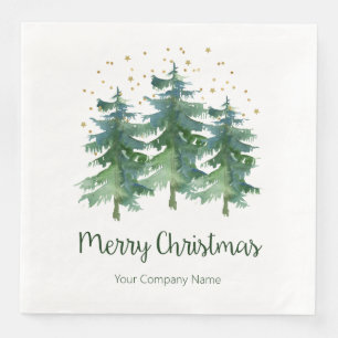 Serviette En Papier Forêt d'hiver Joyeux Noël Entreprise