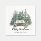 Serviette En Papier Forêt d'hiver Joyeux Noël Russe Cabine (Devant)