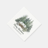 Serviette En Papier Forêt d'hiver Joyeux Noël Russe Cabine (Coin)