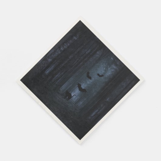 Serviette En Papier Forêt éffrayante la nuit Halloween (Coin)