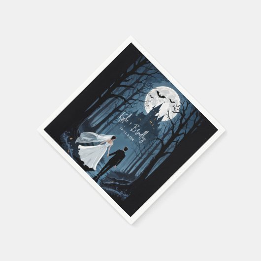 Serviette En Papier Forêt Éffrayante mariage Couple vers le château ha (Coin)