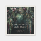 Serviette En Papier Forêt enchantée violet Rose Baby shower de bois (Devant)