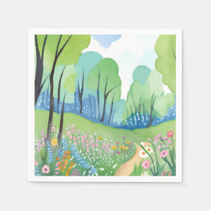Serviette En Papier Fôret florale Fleurs sauvages aquarelle nature