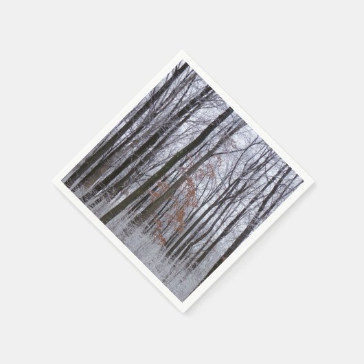 Serviette En Papier Forêt huppée neige paysage d'hiver Photographie (Coin)