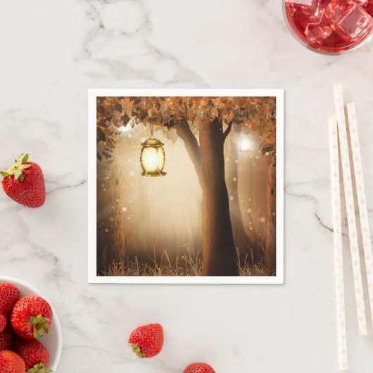 Serviette En Papier Forêt magique avec lumières des fées (En situation)