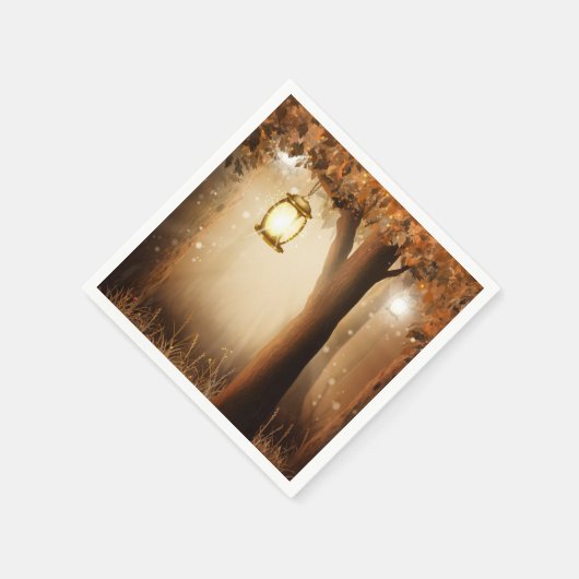 Serviette En Papier Forêt magique avec lumières des fées (Coin)