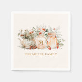 Serviette En Papier Forêt monogramme Nom de famille botanique (Devant)