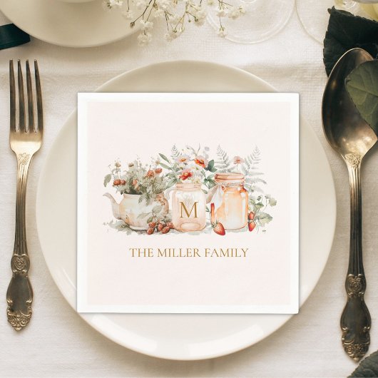 Serviette En Papier Forêt monogramme Nom de famille botanique