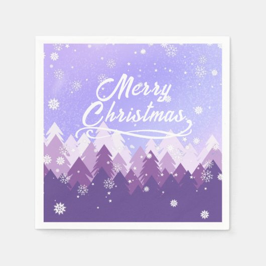 Serviette En Papier Forêt pacifique de neige violette blanche Joyeux N (Devant)