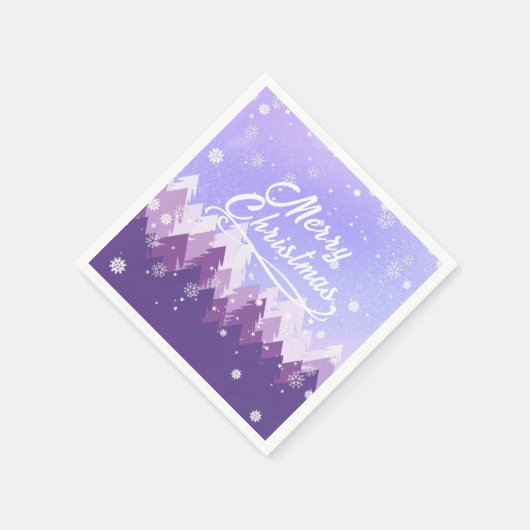 Serviette En Papier Forêt pacifique de neige violette blanche Joyeux N (Coin)