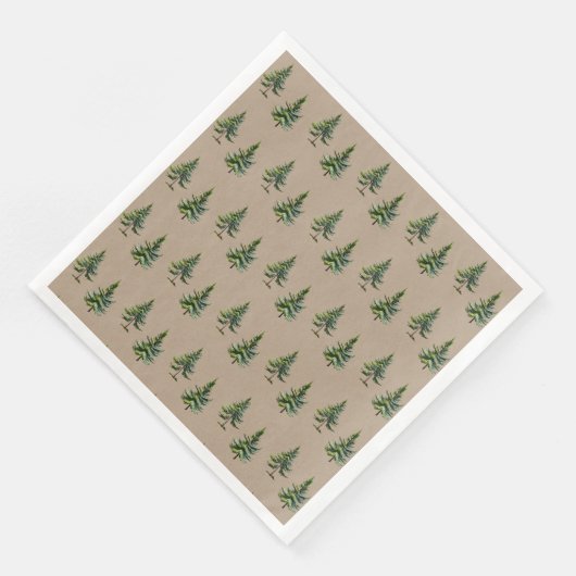 Serviette En Papier Forêt rustique de sapin d'hiver Kraft (Coin)