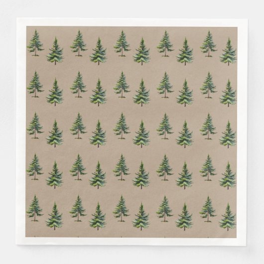 Serviette En Papier Forêt rustique de sapin d'hiver Kraft (Devant)