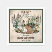 Serviette En Papier Forêt Rustique Oh Garçon Baby shower d'attente rap (Devant)