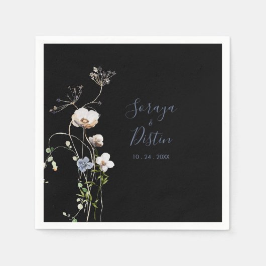 Serviette En Papier Forêt sauvage Mariage noir (Devant)