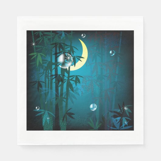 Serviette En Papier Forêt Tropicale Au Papier De Nuit (Devant)