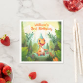 Serviette En Papier Forêt tropicale de Cute Dinosaur | Anniversaire de (En situation)