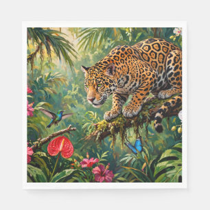 Serviette En Papier Forêt tropicale Jaguar Colibris Papillons Fleurs