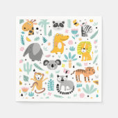 Serviette En Papier Forêt tropicale mignonne Animaux (Devant)