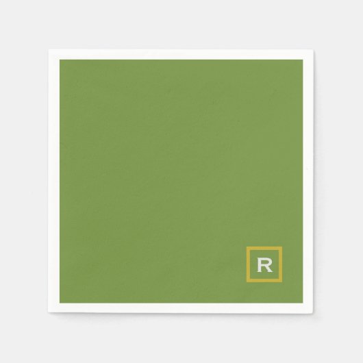 Serviette En Papier Forêt Vert couleur solide classique Plain initial (Devant)