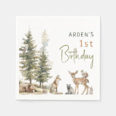 Serviette En Papier Forêt Woodland Animaux Anniversaire de fête Napkin (Devant)