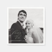 Serviette En Papier Forever Love Photo Mariage Brunch (Devant)