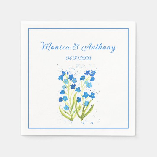 Serviette En Papier Forget me not Blue Flowers Elegant Wedding (Devant)