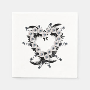 Serviette En Papier Forme de coeur en plume et perle noire