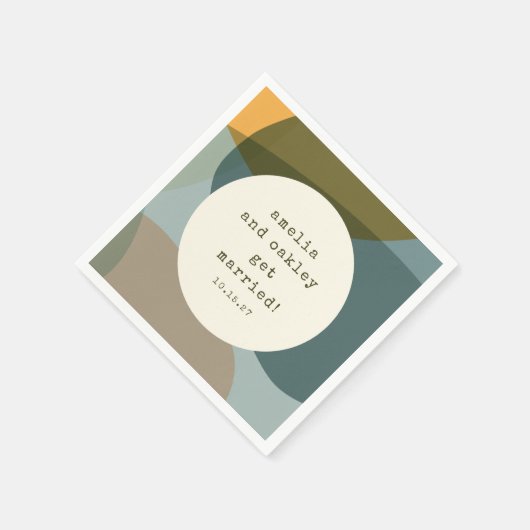 Serviette En Papier Formes Abstraites modernes Sage Turquoise Mariage  (Coin)