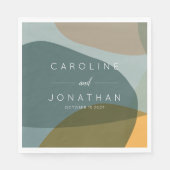 Serviette En Papier Formes Abstraites modernes Taupe Turquoise Mariage (Devant)