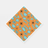 Serviette En Papier Formes atomiques MCM Turquoise sur orange (Coin)