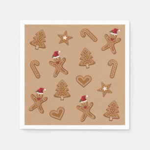 Serviette En Papier Formes de biscuits de Noël en pain d'épice sur fon