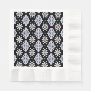 Serviette En Papier Formes florales pastel sur fond noir