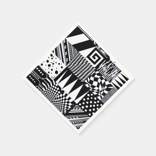 Serviette En Papier Formes géométriques abstraites main motif noir bla (Coin)